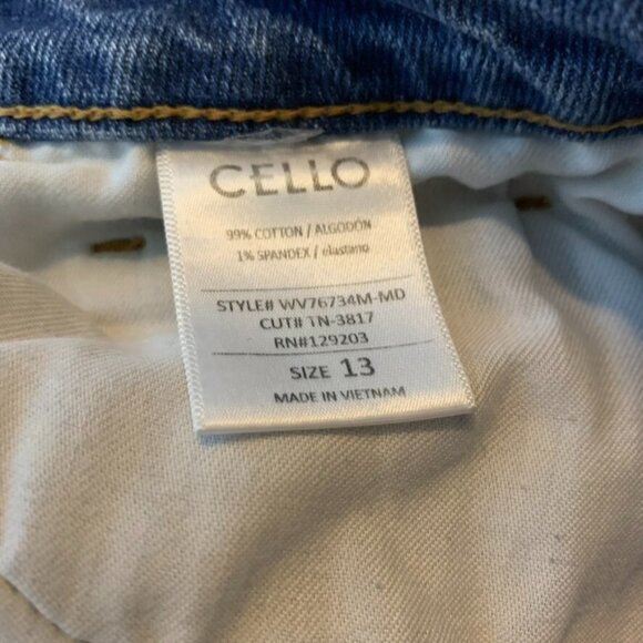 Cello Womens 13 Denim Jeans Blue Skinny Distressed Knees Fray High Rise Stretch - Picture 15 of 15